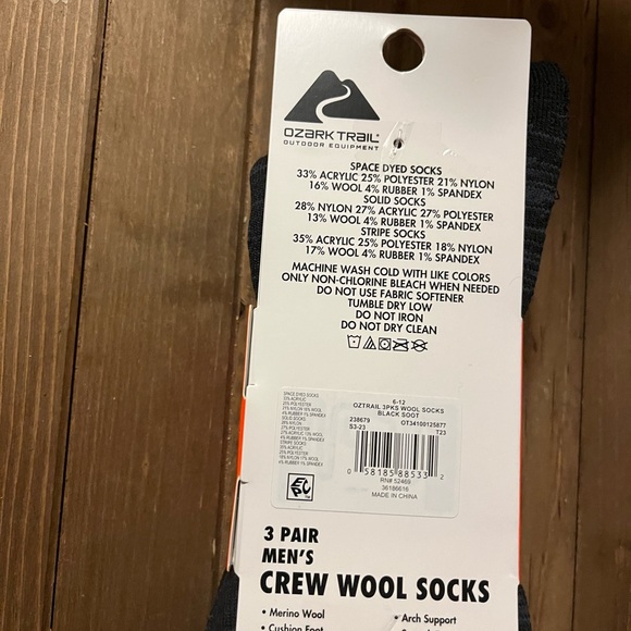 NEW Ozark Trail set of 3 pair Men’s crew wool socks shoe size 6 -12 - Picture 4 of 4